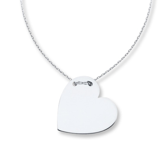 Heart Necklace 14K White Gold 18"