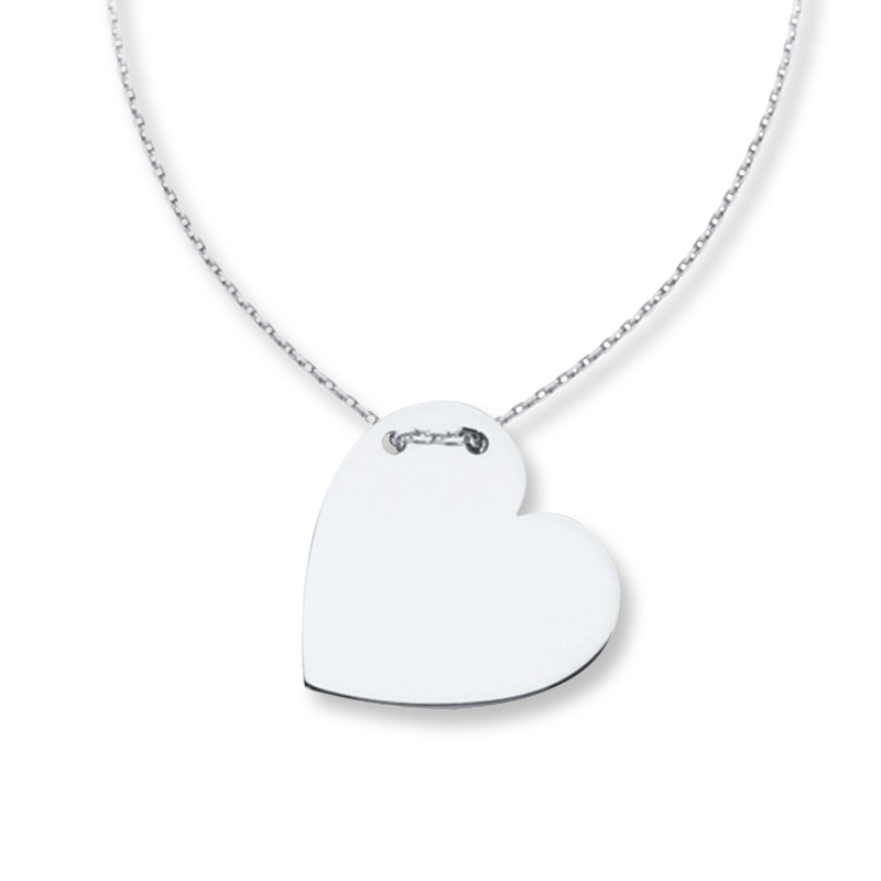 Main Image 1 of Heart Necklace 14K White Gold 18"