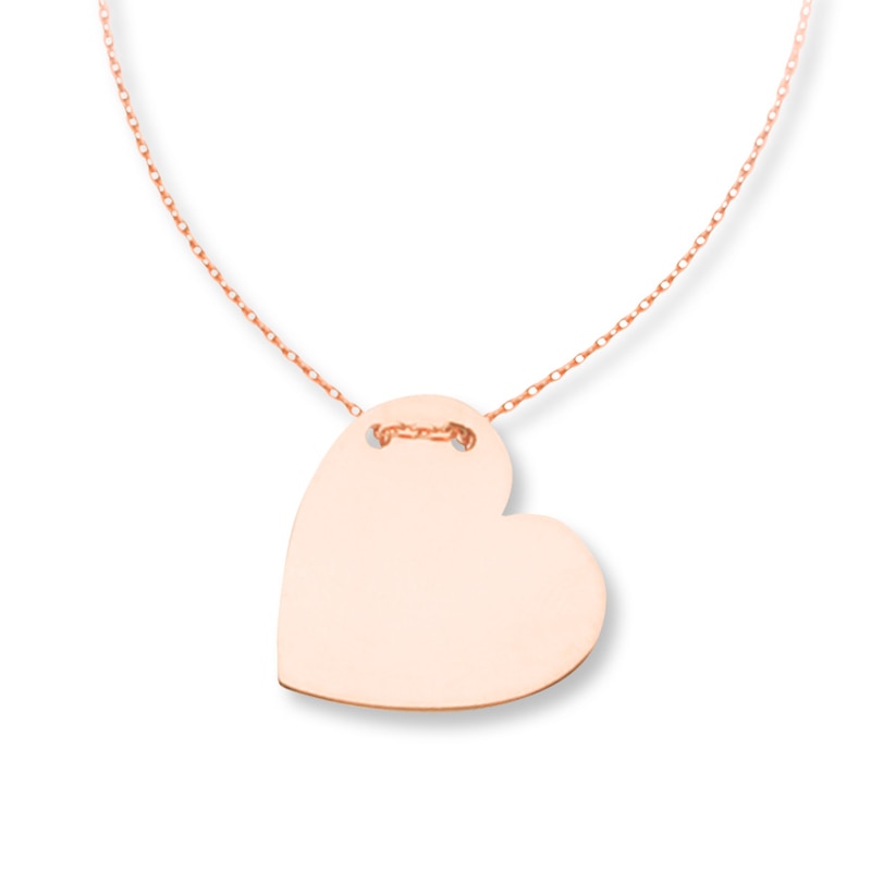 Main Image 1 of Heart Necklace 14K Rose Gold 18&quot;