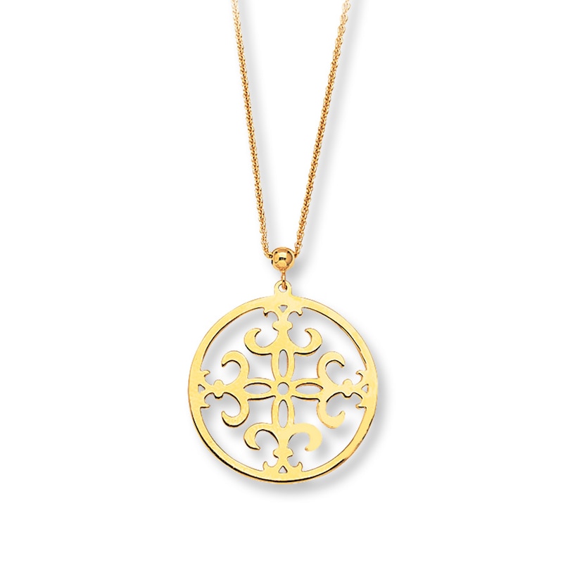 Main Image 1 of Fleur-de-Lis Necklace 14K Yellow Gold 17&quot;