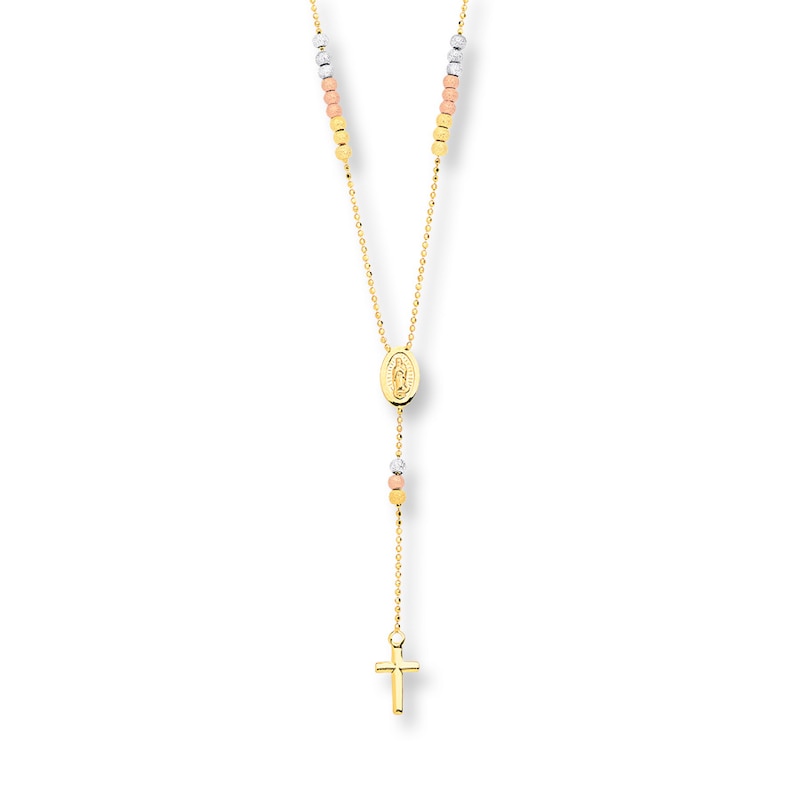 Cross Necklace 14K Tri-Color Gold 17"