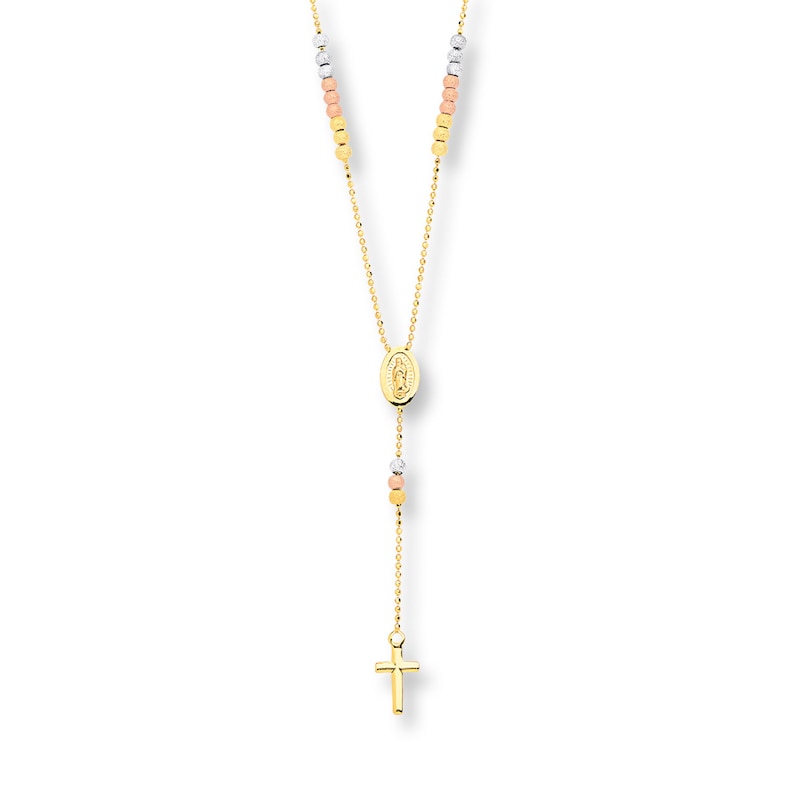 Main Image 1 of Cross Necklace 14K Tri-Color Gold 17&quot;