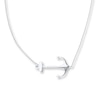 Thumbnail Image 1 of Sideways Anchor Necklace 14K White Gold 18&quot;