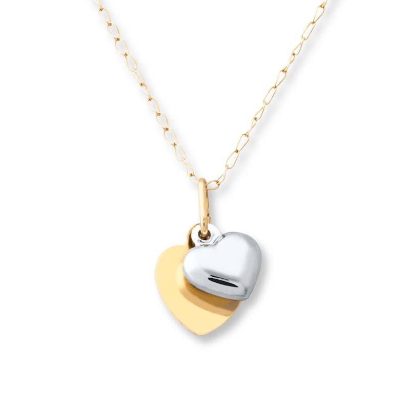 Children's Heart Necklace 14K Two-Tone Gold 13"