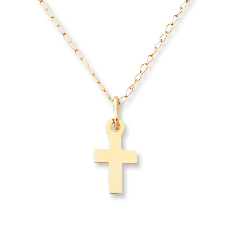 Main Image 1 of Children's Cross Necklace 14K Yellow Gold 13&quot;