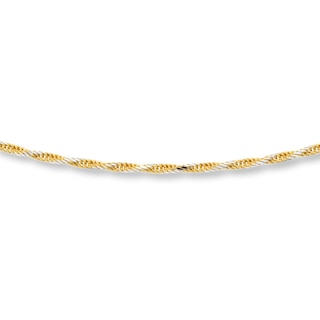 Rope Chain Necklace Solid 10K Two-Tone Gold 20"