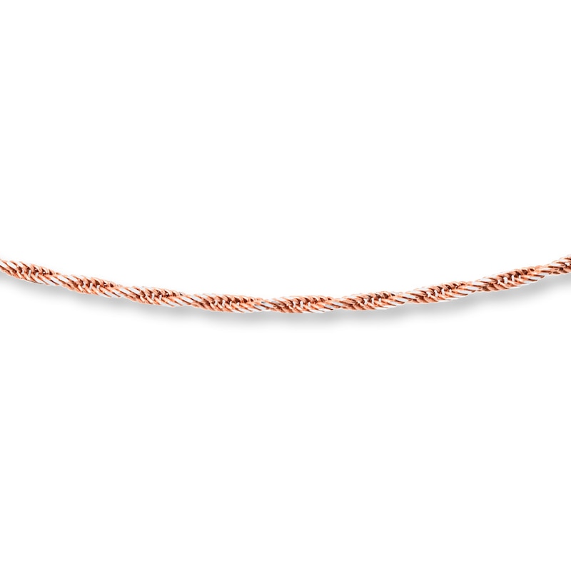 Solid 10K Rose Gold Rope Chain 2.5mm, Rose Gold Chain, Ladies Pink Gold Chain, Genuine Rose Gold Rope Chain