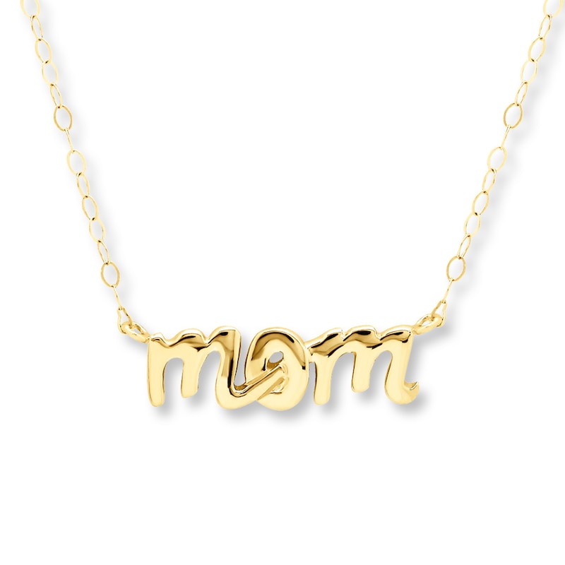 Petite Mom Necklace 14K Yellow Gold 17"