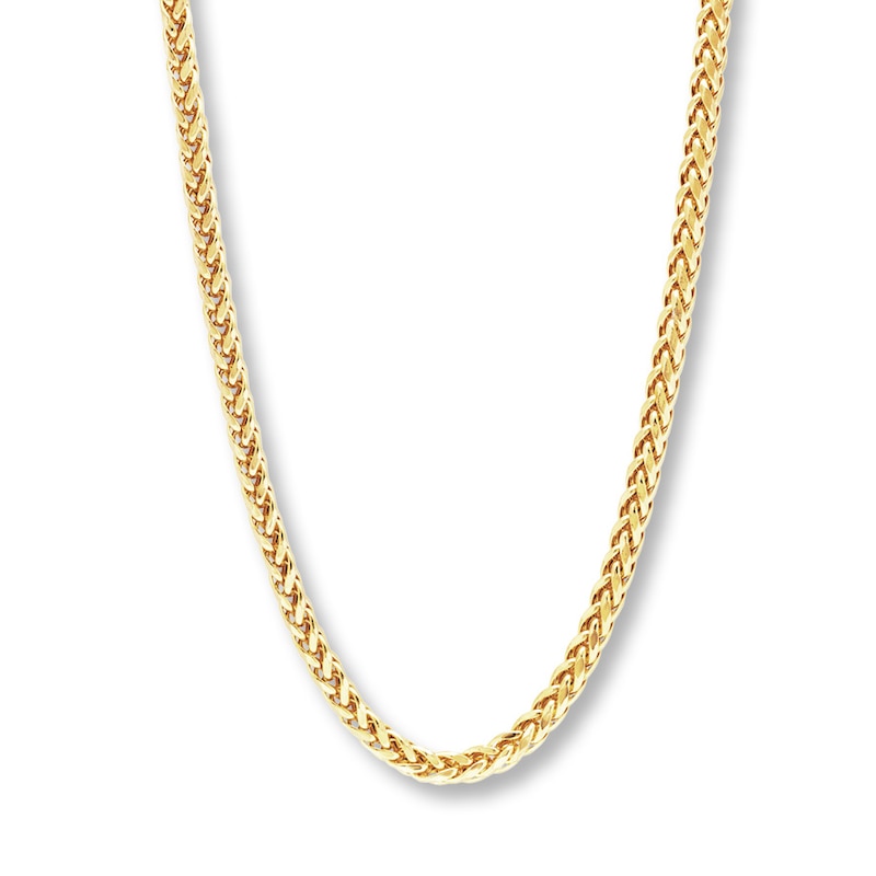Main Image 1 of Necklace Wheat Chain Hollow 10K Yellow Gold 22&quot;