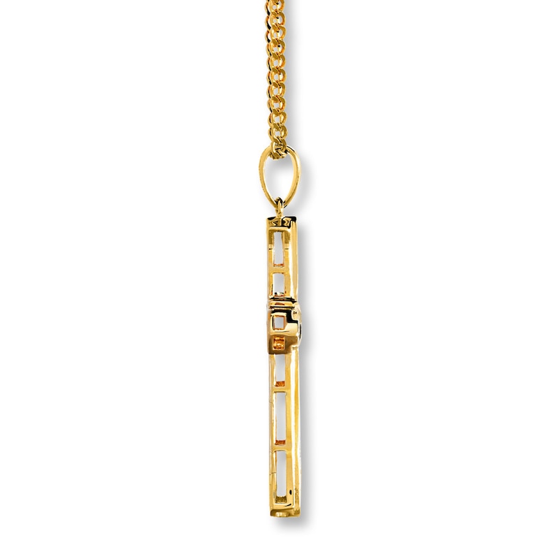 Men's Cross Necklace 1/2 ct tw Diamonds 10K Yellow Gold