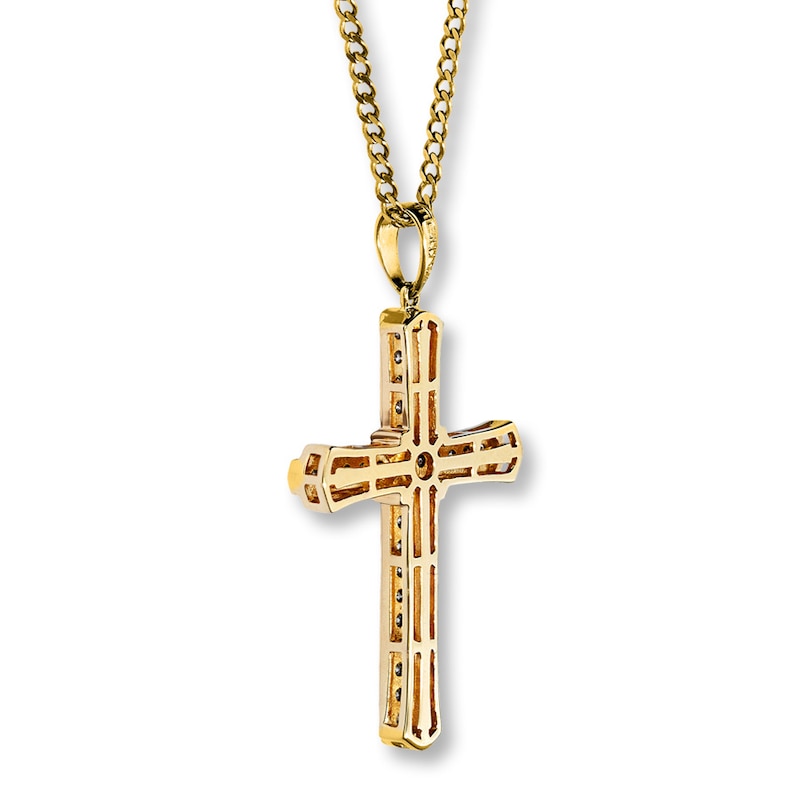 Main Image 4 of Men's Cross Necklace 1/2 ct tw Diamonds 10K Yellow Gold