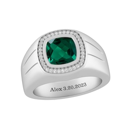 1/10 ct tw Diamond Men's Birthstone Ring (1 Stone and Line)
