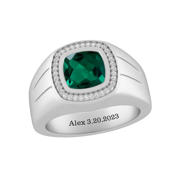 1/10 ct tw Diamond Men's Birthstone Ring (1 Stone and Line)