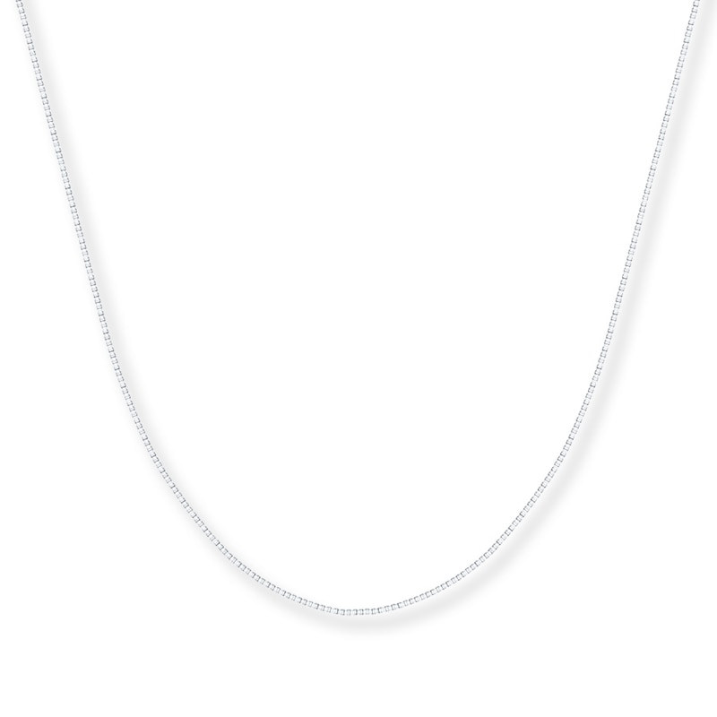 Solid Box Chain Necklace 14K White Gold 18"