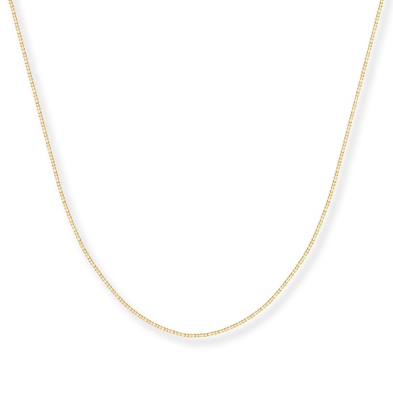 0.55mm Box Chain Necklace Solid 14K Yellow Gold 24"