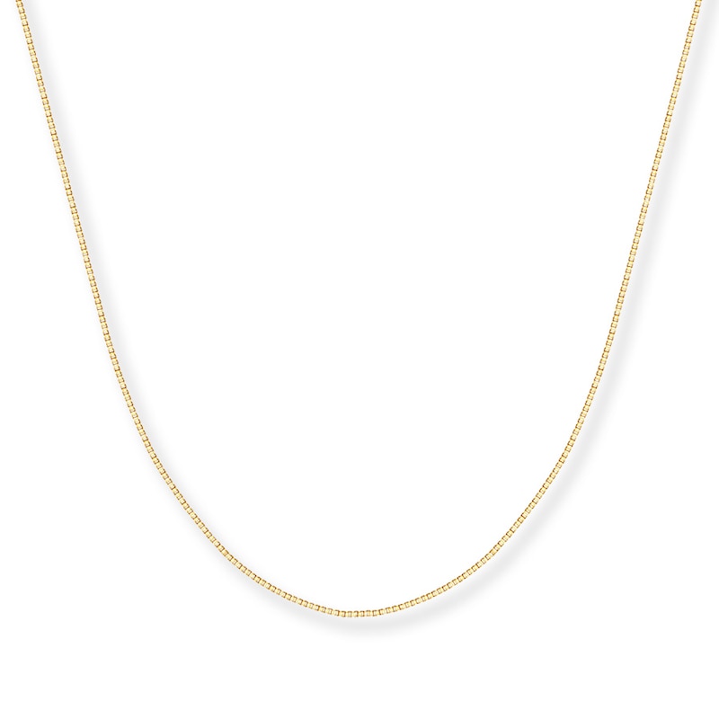 Solid Box Chain Necklace 14K Yellow Gold 24