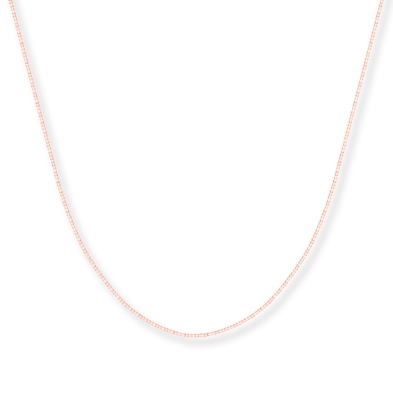 Box Chain Necklace Solid 14K Rose Gold 18"