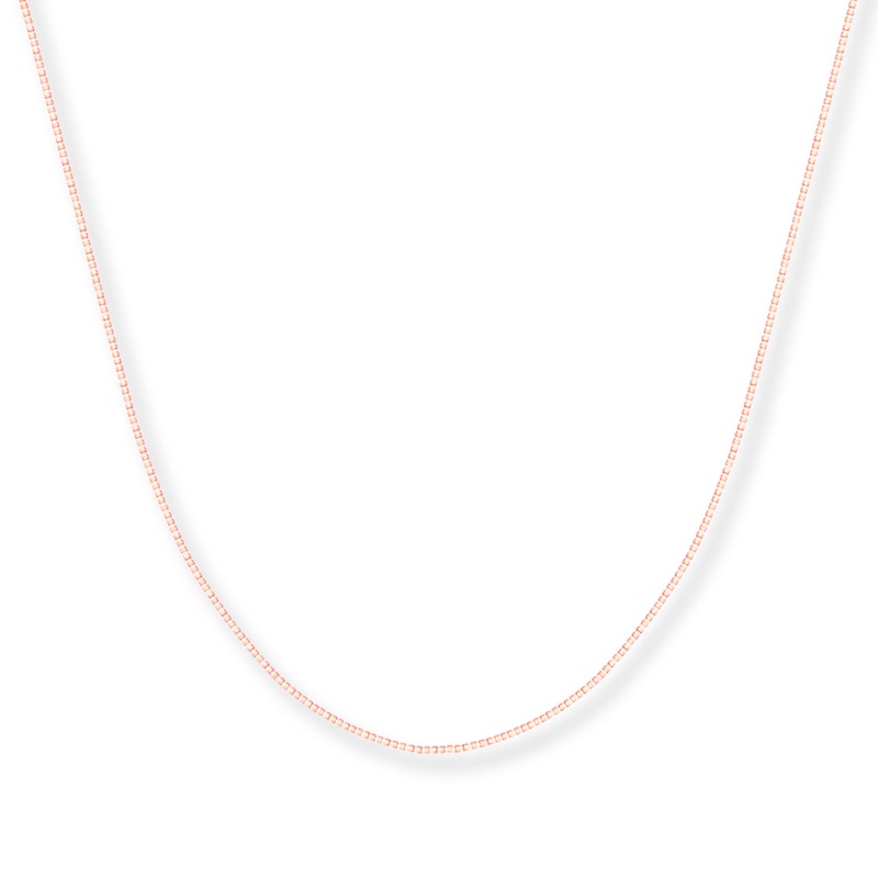 Main Image 1 of Box Chain Necklace Solid 14K Rose Gold 18&quot;