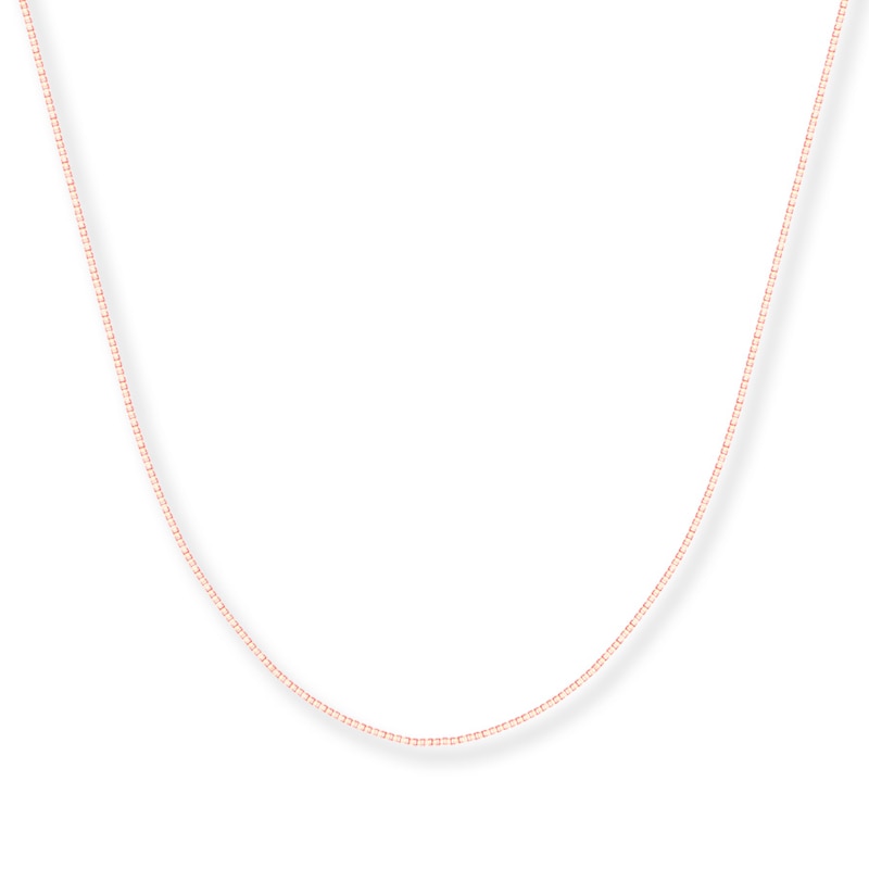 Solid Box Chain Necklace 14K Rose Gold 18