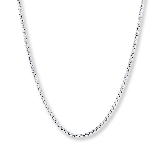 Box Chain Hollow 14K White Gold 18"