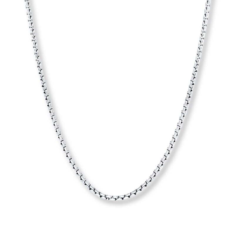 Main Image 1 of Box Chain Hollow 14K White Gold 20&quot;