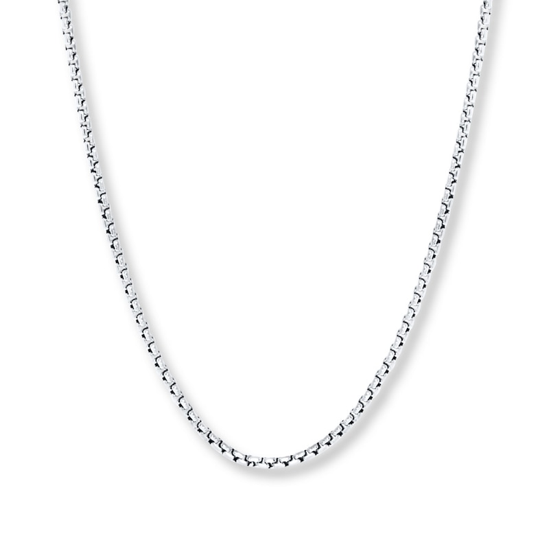 Main Image 1 of Box Chain Hollow 14K White Gold 24&quot;