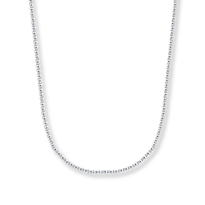 Main Image 1 of Box Chain Hollow 14K White Gold 20&quot;