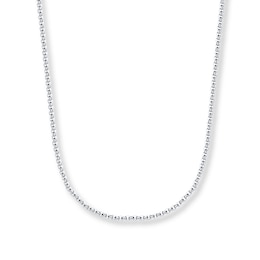 Box Chain Hollow 14K White Gold 24"