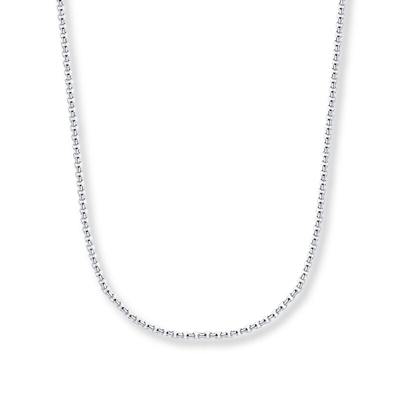 Main Image 1 of Box Chain Hollow 14K White Gold 24&quot;