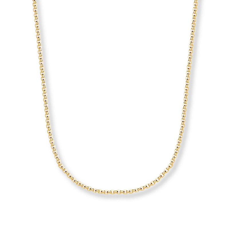 Main Image 1 of Box Chain Hollow 14K Yellow Gold 30&quot;