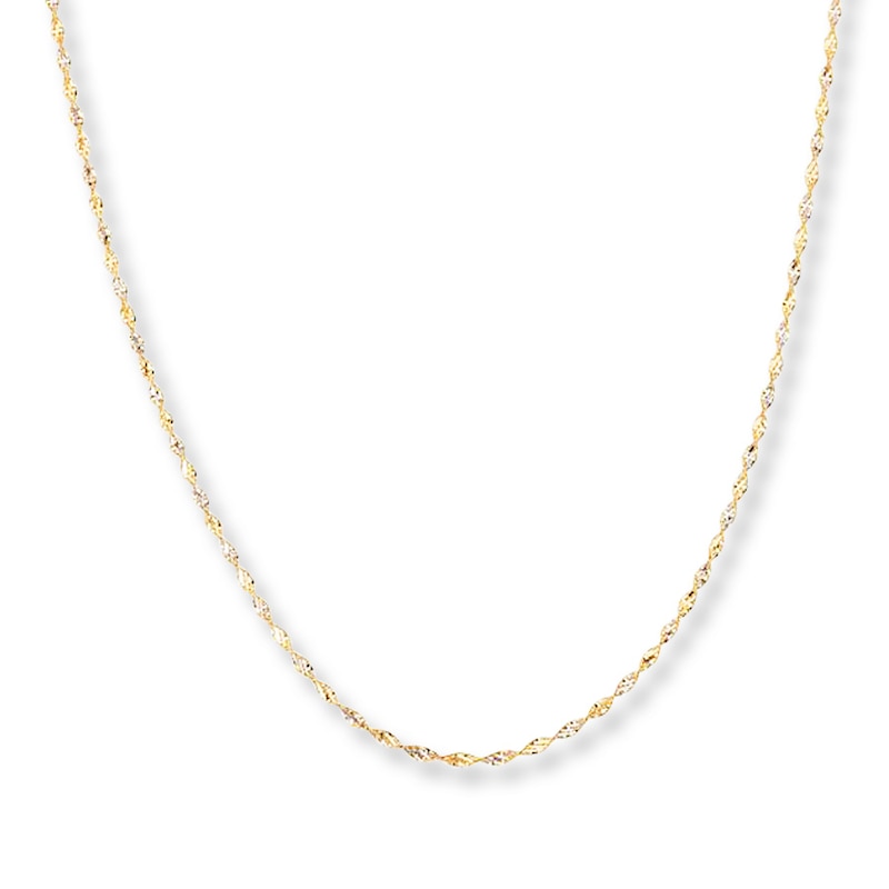 Solid Singapore Chain 14K Two-Tone Gold 16"