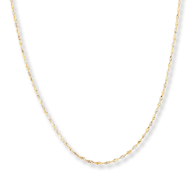 Solid Singapore Chain 14K Two-Tone Gold 18"