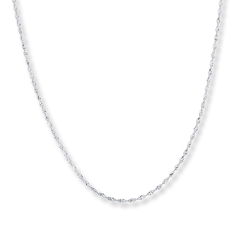 Solid Singapore Chain 14K White Gold 16"