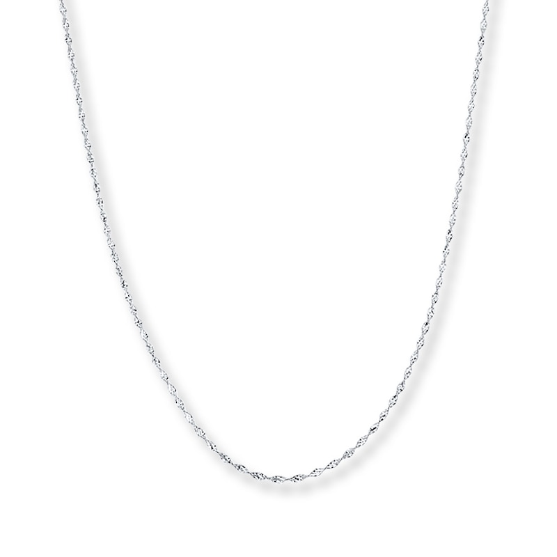 Solid Singapore Chain Necklace 14K White Gold 16"