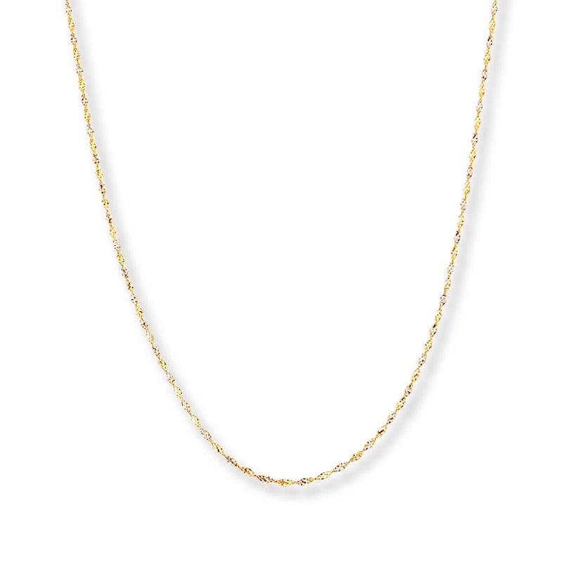 Main Image 1 of 1.25mm Singapore Chain Necklace Solid 14K Two-Tone Gold 20&quot;