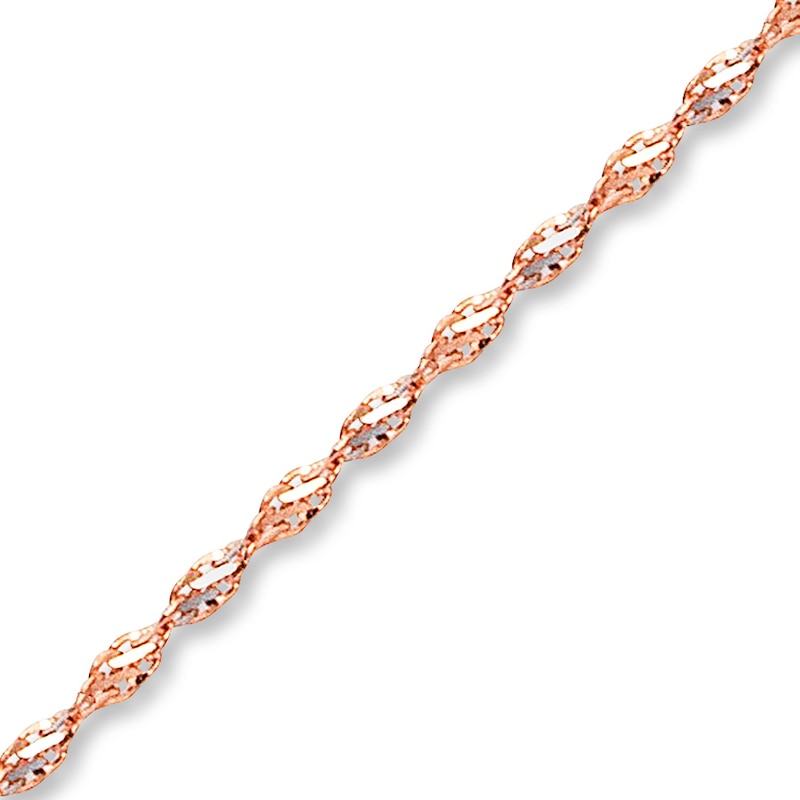 Solid Singapore Chain Necklace 14K Two-Tone Gold 16.25"