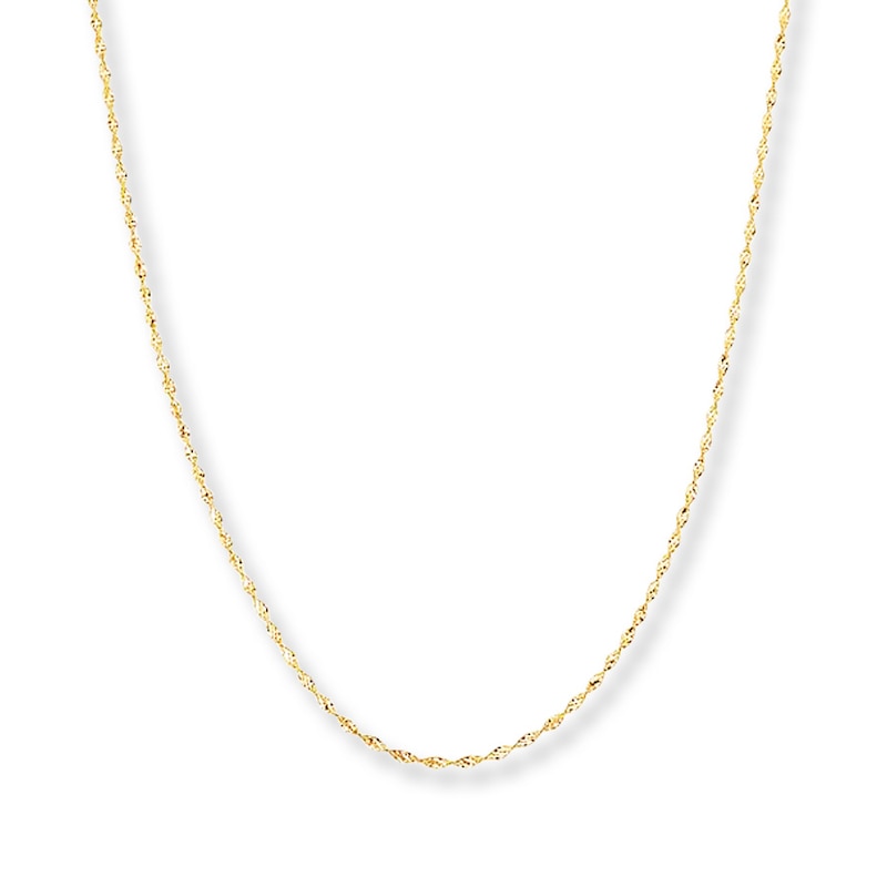 Solid Singapore Chain Necklace 14K Yellow Gold 16"