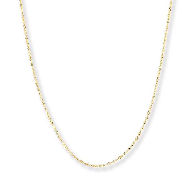 Main Image 1 of Singapore Chain Necklace Solid 14K Yellow Gold 16&quot;