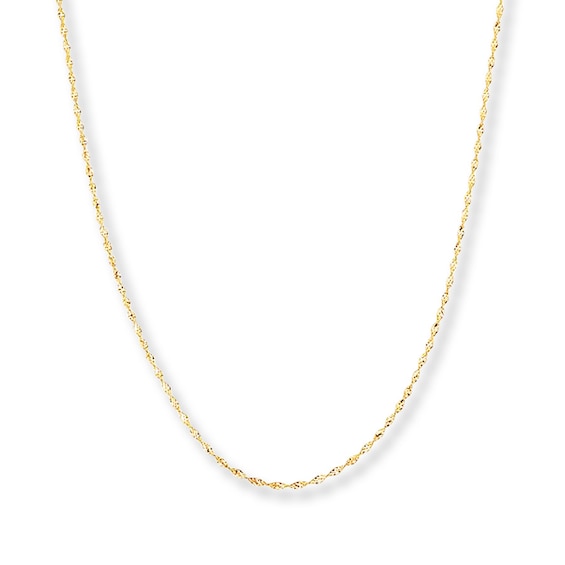 Singapore Chain Necklace Solid 14K Yellow Gold 24"