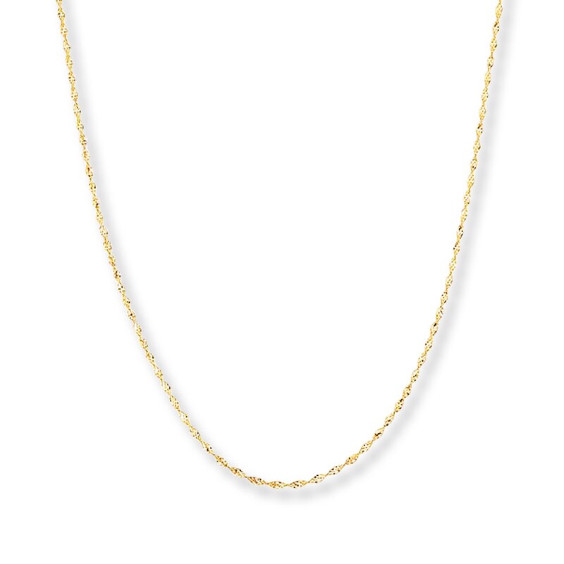 Main Image 1 of Singapore Chain Necklace Solid 14K Yellow Gold 24&quot;
