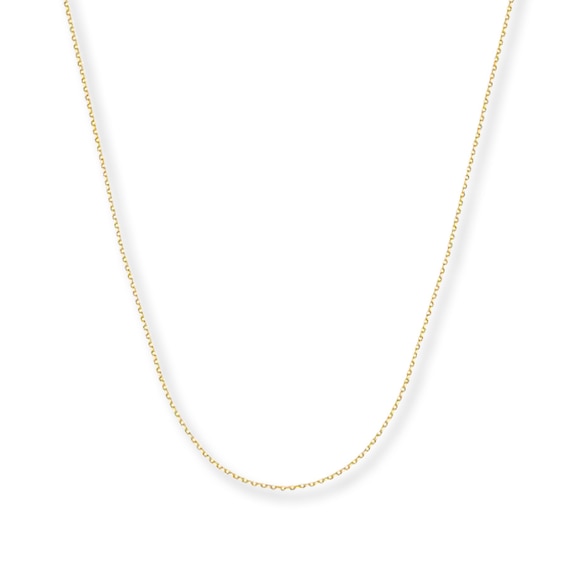 0.5mm Cable Chain Necklace Solid 14K Yellow Gold 16"