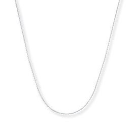 0.5mm Cable Chain Necklace Solid 14K White Gold 18"