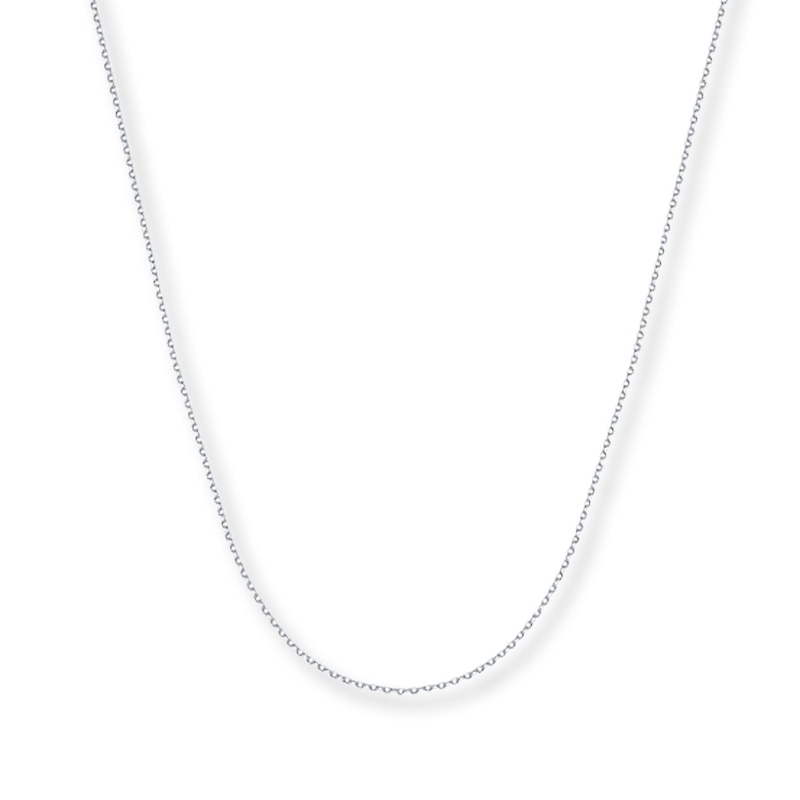 Main Image 1 of 0.5mm Cable Chain Necklace Solid 14K White Gold 20&quot;
