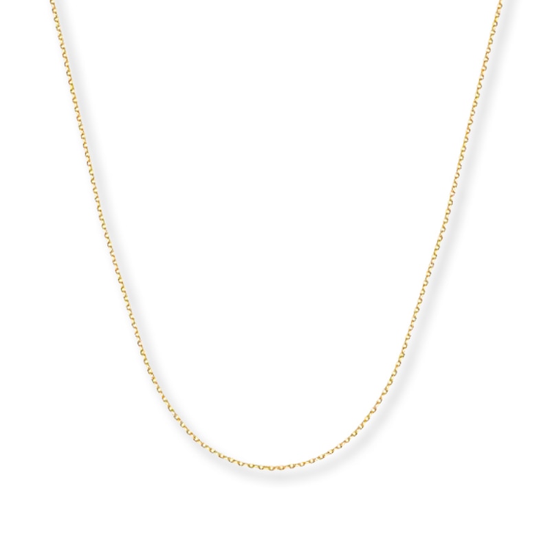 Solid Cable Chain Necklace 14K Yellow Gold 18"