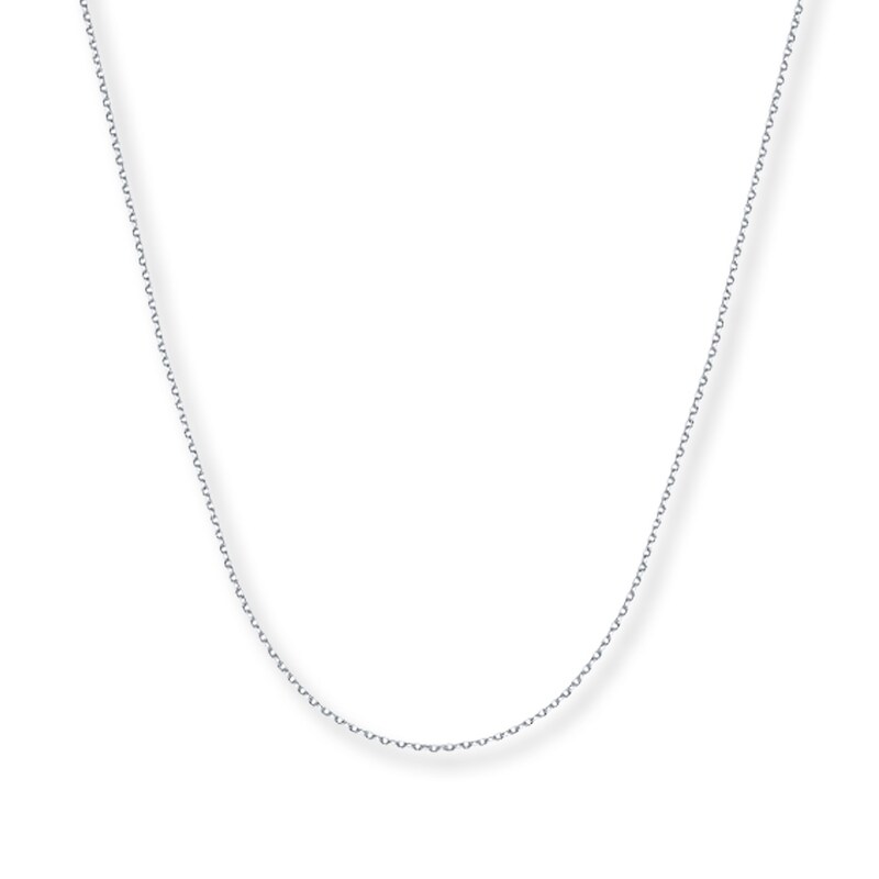 Main Image 1 of 0.75mm Cable Chain Necklace Solid 14K White Gold 16&quot;