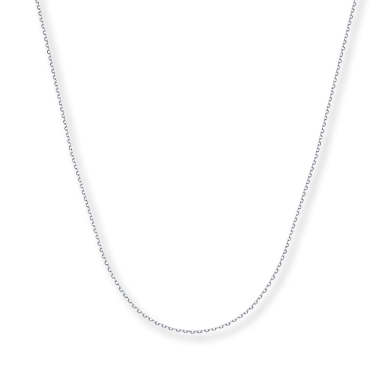 Solid Cable Chain Necklace 14K White Gold 18"