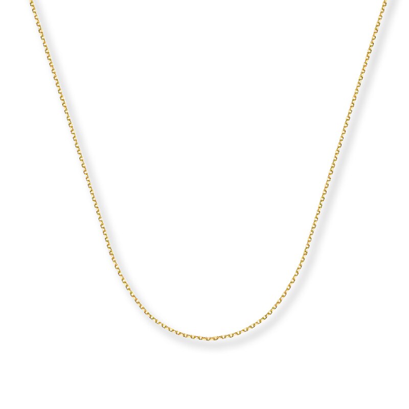 Main Image 1 of 1mm Cable Chain Necklace Solid 14K Yellow Gold 16&quot;