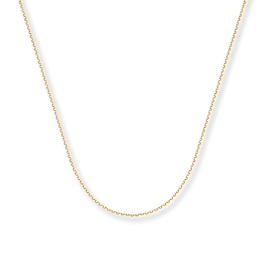 1mm Cable Chain Necklace Solid 14K Yellow Gold 24"