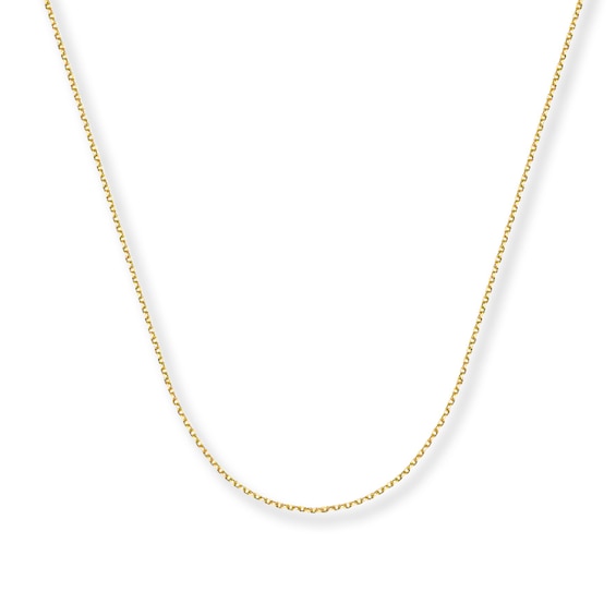 1mm Cable Chain Necklace Solid 14K Yellow Gold 24"