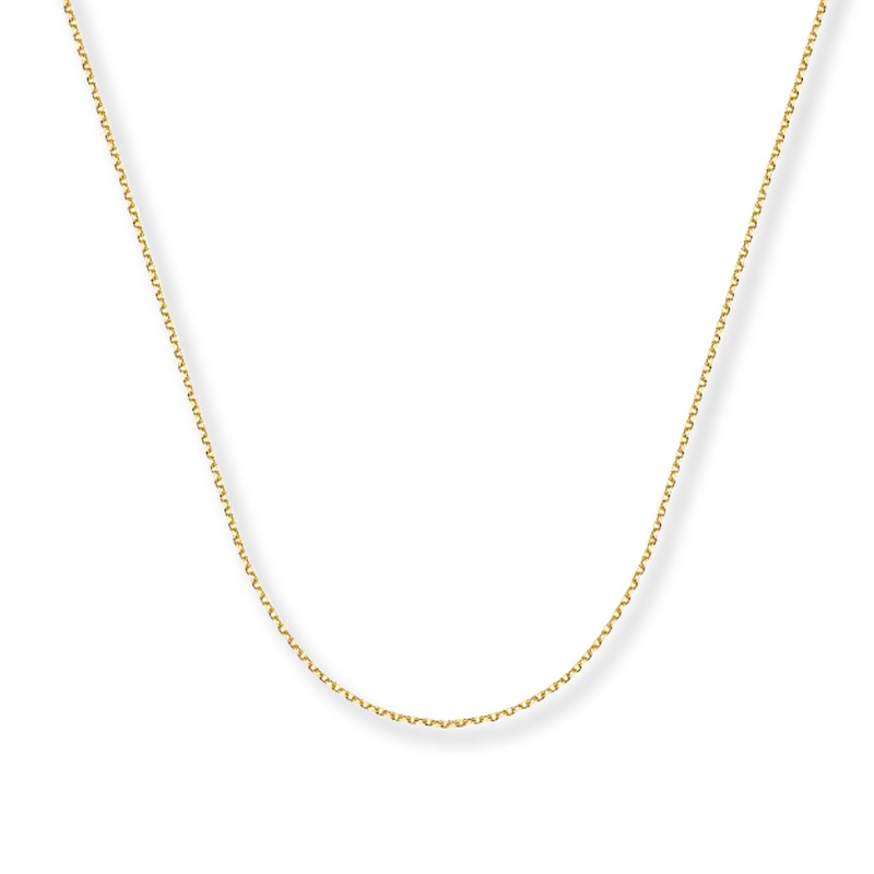 Main Image 1 of 1mm Cable Chain Necklace Solid 14K Yellow Gold 24&quot;